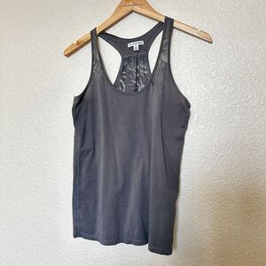 American Eagle Outfitters‎ Racer Back Tank Top Dark Grey Burn Out Back Design Sm